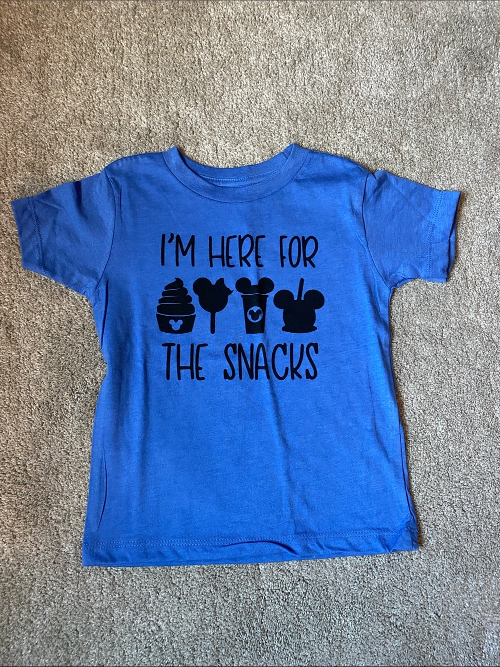 Bella Canvas Kids 3T Blue 'I'm Here for the Snacks' Graphic Tee